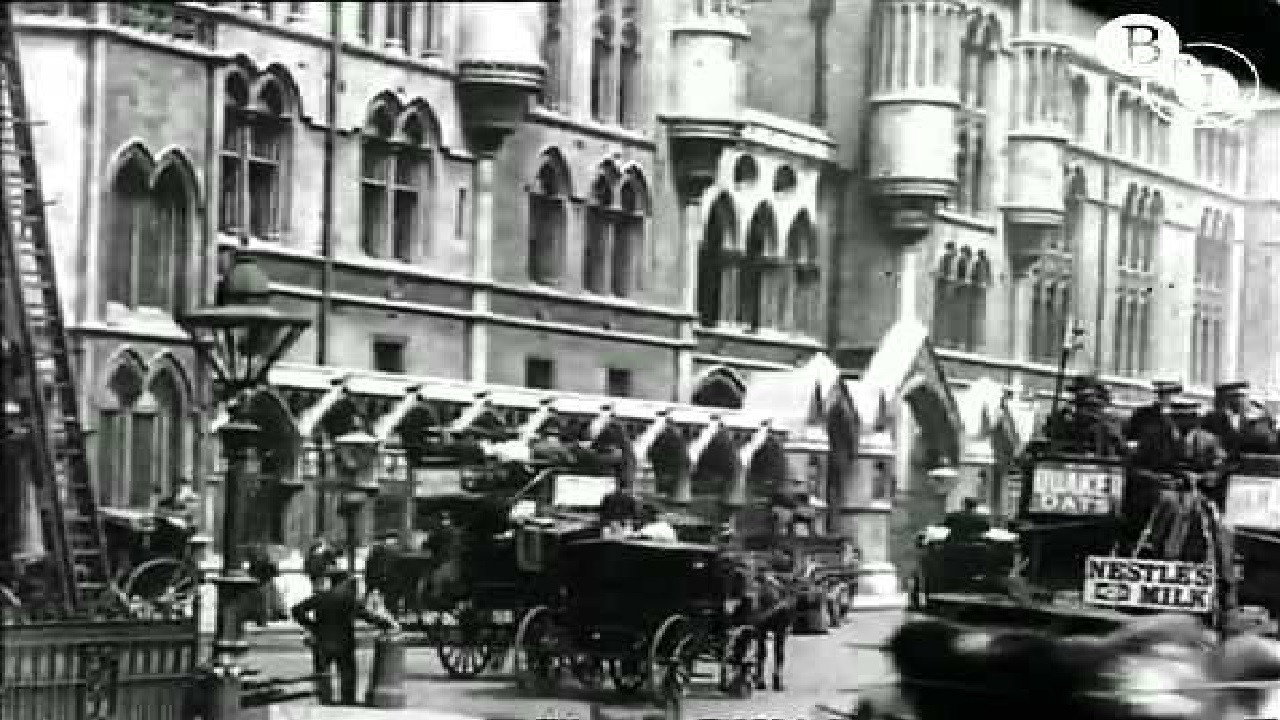 Leisurely Pedestrians, Open Topped Buses and Hansom Cabs with Trotting Horses (1889) movie backdrop