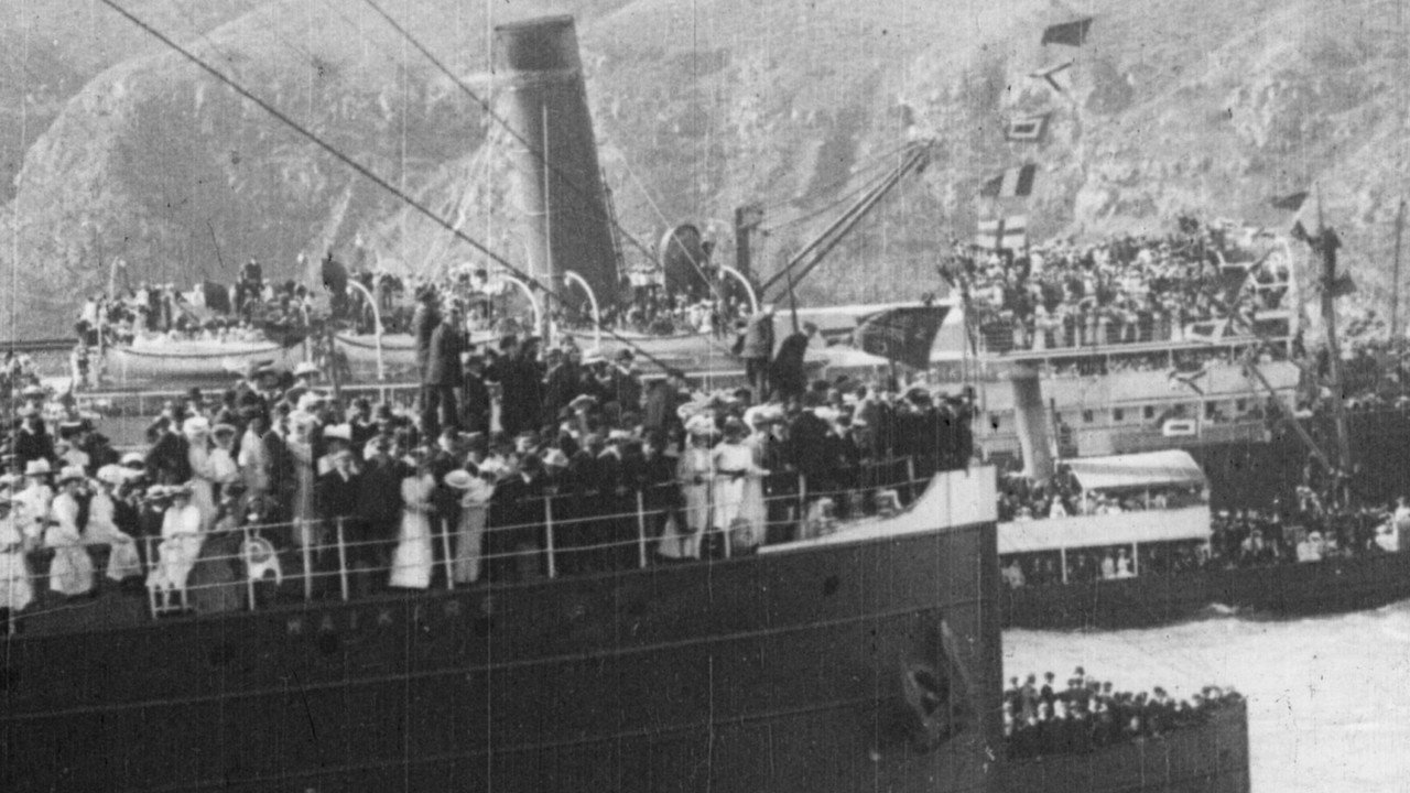 Departure of the British Antarctic Expedition from Lyttelton, New Zealand, 1st January, 1908. (1908) movie backdrop