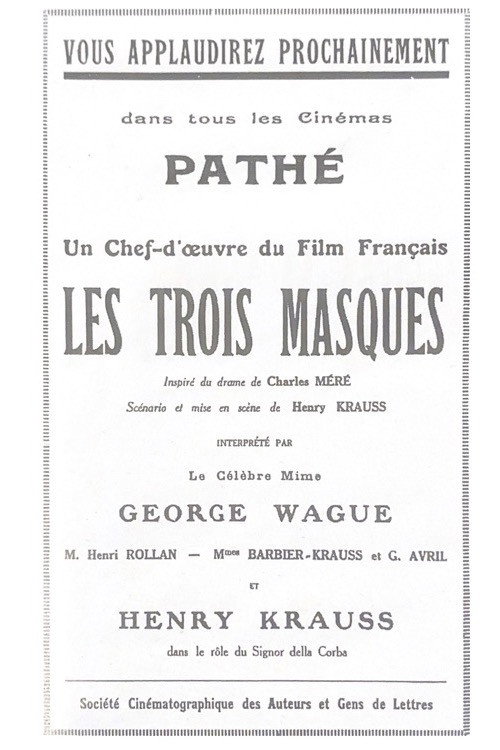 Les Trois masques (1921) movie poster