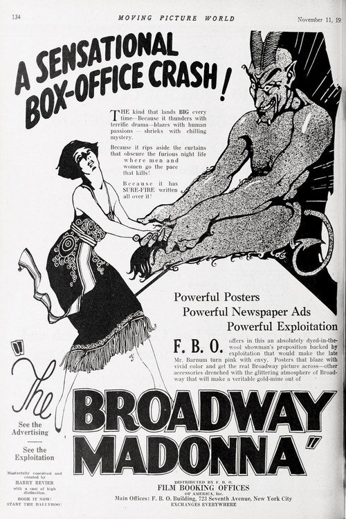 The Broadway Madonna (1922) movie poster